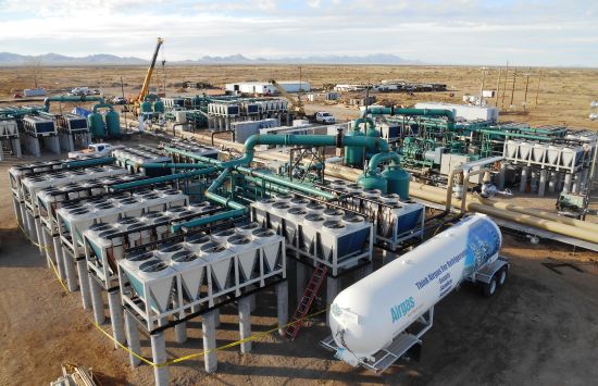 The pipes, tanks and other buildings and equipment that comprise a geothermal energy facility.
