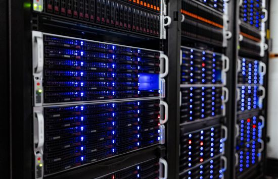 Server racks at the NOIRLab Headquarters Computer Server Room in Tucson, Arizona