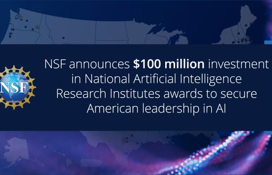 NSF announces $100 million investment in National Artificial Intelligence Research Institutes awards to secure American leadership in AI.
