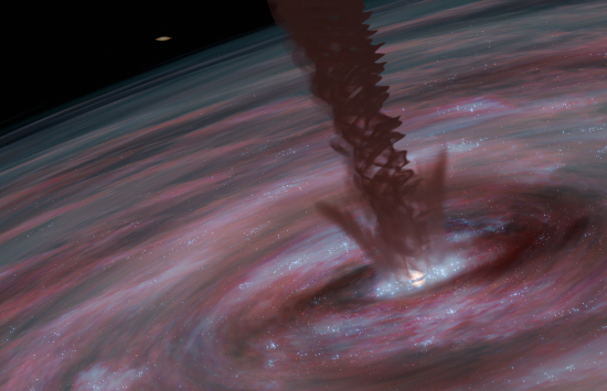 Supermassive Black Hole Appears to Grow Like a Baby Star