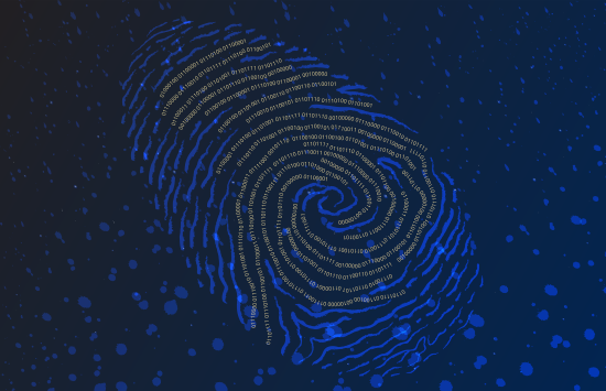 Illustration depicting a fingerprint being digitally encoded