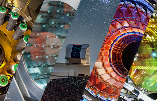 Five images showing details of different NSF research facilities