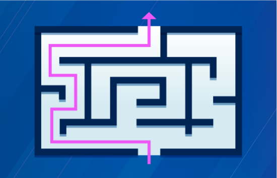 a maze with a blue bg