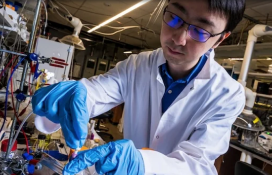 a researcher with the reactor system