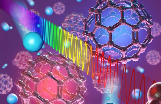 Buckyballs on purple background