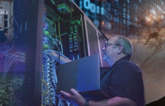 Graphic depicting themes and elements related to supercomputers