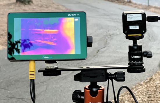 Thermal camera monitors wildlife at night near a bike overpass in Davis, California.