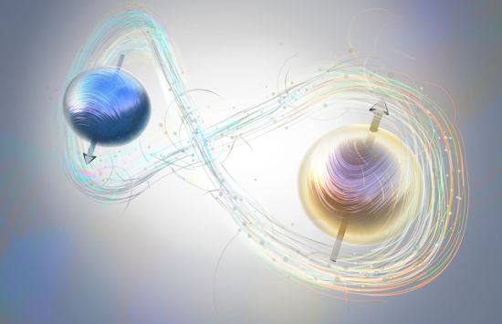Illustration depicting quantum entanglement of two particles