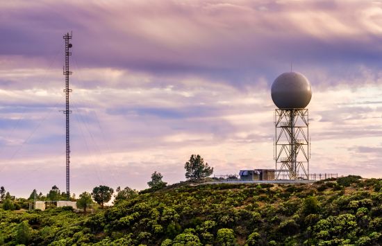 Weather station at the top of a mountain.