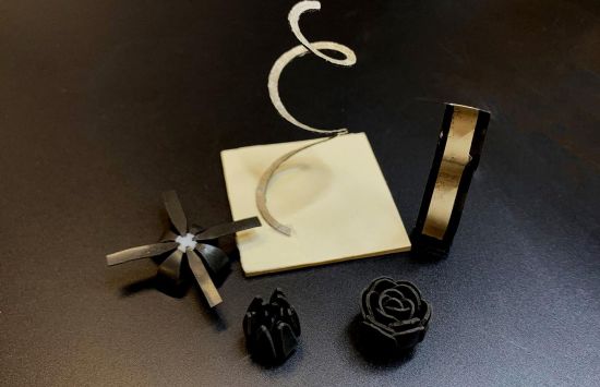 A small square, a spiral, and other shapes.