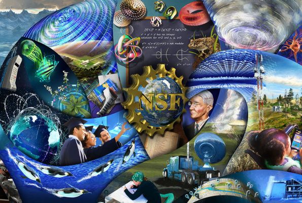 Illustrated mural depicting the fruits of NSF supported research over the past 70 years.