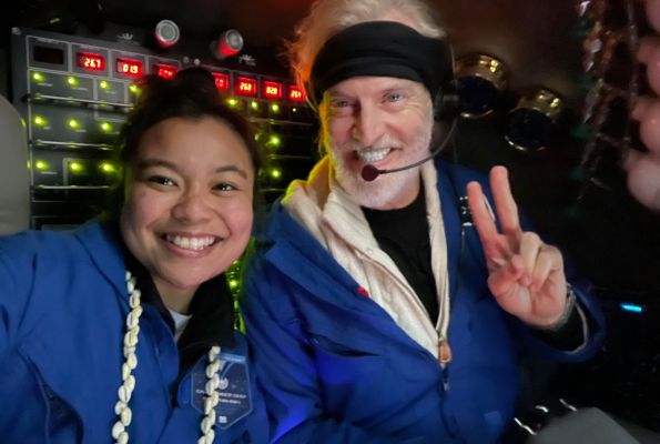 Nicole Yamese and Victor Vesover at bottom of Challenger Deep