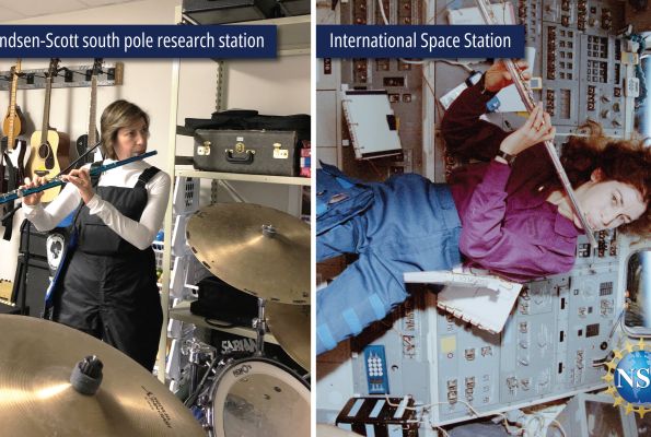 Dr Ochoa plays the flute at the south pole and on the ISS