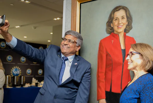 Panch taking selfie with past NSF director Cordova