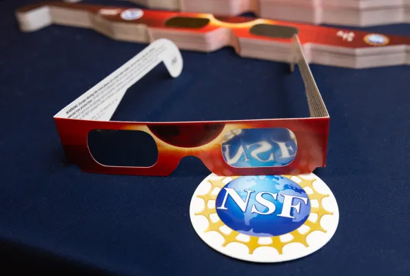 Eclipse information table at the New Mexico Museum of Natural History and Science