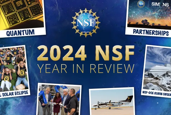 Collage of photos and images of NSF's accomplishments throughout the year. Text reads: "2024 NSF Year in Review."