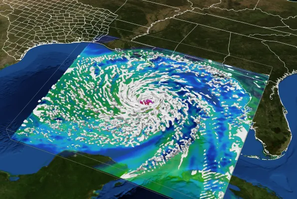 Hurricane Ike developing in Gulf of Mexico and making landfall on Texas coast