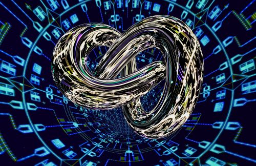 Trefoil knot with superconducting qubit chips reflected