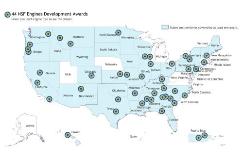 NSF Engines Type 1 Awards Map