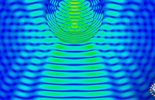 abstract blue and green microwave vibrations
