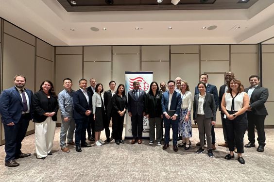 NSF Director Sethuraman Panchanathan meets with industry members at the American Club in Singapore on Nov. 20, 2024.