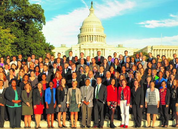 Photo of AAAS Fellows in front of capitol building