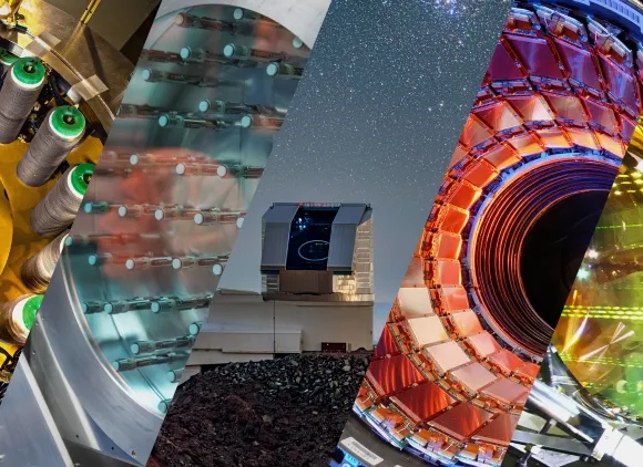 Five images showing details of different NSF research facilities