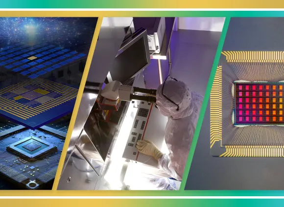 Three side-by-side images of semiconductors.