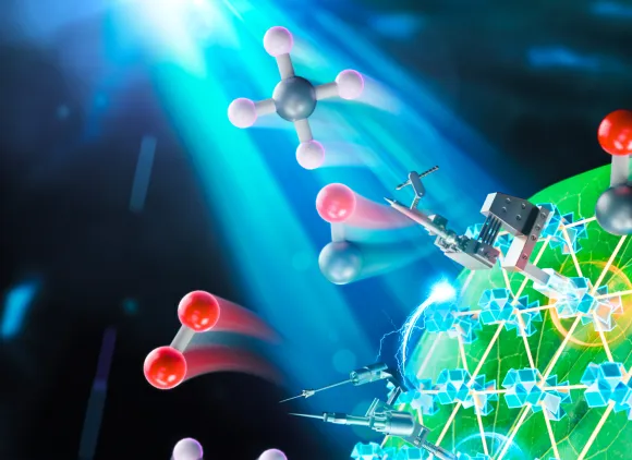 Colorful artistic illustration of artificial photosynthesis process