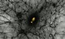 a black webbing spreads across a gray background connecting in nodes of glowing yellow