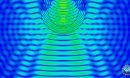 abstract blue and green microwave vibrations