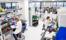 A group of researchers performing work in a laboratory