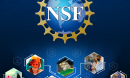 Large NSF logo with various NSF-focused imagery coming out of a box that is glowing.