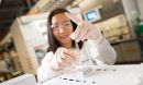 A researcher using a pipette