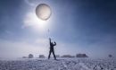 Launching a radiosonde at Summit Station, Greenland