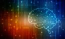 2d illustration Concept of thinking, background with brain, Abstract Artificial intelligence. Technology web background