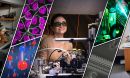 A collage of several images showing people in laboratories and their research.