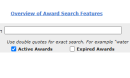 A screenshot of the NSF Award Search's Simple Search, which includes a simple search bar.