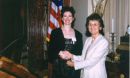 Jennifer A. Doudna, and Rita Colwell, NSF Director shaking hands
