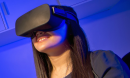 Woman wearing virtual reality glasses.