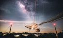 A starry sky above the Arecibo Observatory in Puerto Rico.