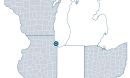 Map of the region of service for the Great Lakes Water Innovation Engine: Illinois, Ohio and Wisconsin.