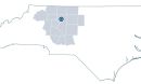 Map of the region of service for the North Carolina and South Carolina region for Piedmont Triad Regenerative Medicine Engine