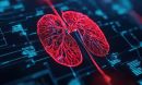AI-generated graphic representation of digital screen showing replica of human kidney system