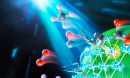 Colorful artistic illustration of artificial photosynthesis process