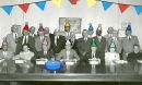 inaugural national science board members wearing party hats