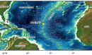 Aerial illustration of the western flank of the undersea Mid-Atlantic Ridge.