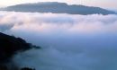 Fog over the estuary of the Klamath River along the Pacific Coast.