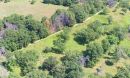 abandoned agricultural field (upper left) and oak savanna (lower right)