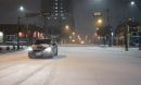 A car driving in the Dallas snowstorm of February 2021.
